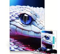 Puzzle per adulti Serpente bianco dagli occhi blu da 1000 pezzi,gioco di memoria divertente,componenti robusti e ben definiti, alleviare lo stress (38x26cm)