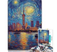 Puzzle per adulti Shanghai Under The Night Sky 1000 pezzi, difficile, giocattoli educativi per l'apprendimento, giochi per famiglie, regali per amici e parenti, 38x26cm