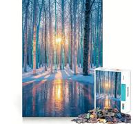 Puzzle per adulti "Sindrome dell'alba nella foresta invernale" con 1000 pezzi Gioco stimolante,struttura a incastro precisa,facile da imparare,divertimento per tutta la famiglia (50x75cm)
