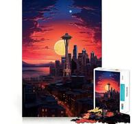 Puzzle per adulti "Space Needle" di Seattle, WA, 1000 pezzi, gioco per allenare la mente, rilassante, da assemblare, artistico, regalo (50x75cm)