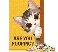Puzzle per adulti "Stai facendo la cacca" con gatto soriano, 1000 pezzi, puzzle in legno, puzzle per adulti, gioco educativo, sfida, giocattolo, 1000 pezzi (75x50 cm)
