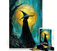 Puzzle per adulti "Strega sotto la pioggia con la luna", 1000 pezzi, per un pensiero rilassante e una fuga rigenerante, bordi precisi, regalo di Natale (50x75cm)
