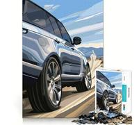 Puzzle per adulti SUV argentato su una strada polverosa, 1000 pezzi, gioco per allenare la mente, divertente da costruire insieme, taglio di precisione, 38x26cm