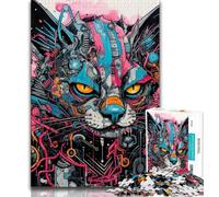 Puzzle per adulti Techno Cat 1000 pezzi puzzle per adulti e ragazzi con pezzi completamente interconnessi di forma casuale per bambini di 14 anni (26x38cm)