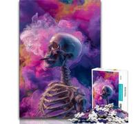 Puzzle per adulti Teschio nel fumo Puzzle per adolescenti 1000 pezzi, gioco impegnativo per tutti per donne, regali per uomini (38x26cm)