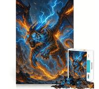 Puzzle per adulti "Tigre alata con potere del fulmine",1000 pezzi,divertente per allenare la mente,senza sbavature,pezzi ben tagliati,attività di gruppo emozionante (38x52cm)