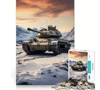 Puzzle per adulti "Tigre e carro armato nella neve" da 1000 pezzi, gioco di logica e abilità, per un divertimento lento e piacevole, con tagli precisi, pezzo da collezione 50x75cm