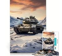Puzzle per adulti "Tigre e carro armato nella neve" da 1000 pezzi, gioco di logica e abilità, per un divertimento lento e piacevole, con tagli precisi, pezzo da collezione 38x52cm