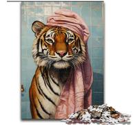 Puzzle per adulti "Tigre nel bagno", 1000 pezzi, giocattoli educativi per l'apprendimento, giochi per famiglie, adatti per la decorazione della scrivania (50x75cm)