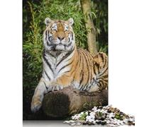 Puzzle per adulti "Tigre sdraiata su un albero marrone", 100% riciclato, puzzle di alta qualità per la risoluzione dei problemi, per bambini adulti, 1000 pezzi (75x50 cm)