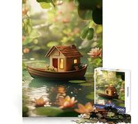 Puzzle per adulti "Tiny House Boat in A Pond" da 1000 pezzi, gioco intelligente e rilassante, con ritagli precisi e dettagli artistici da collezione 50x75cm