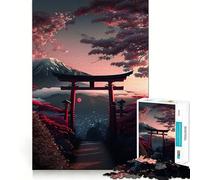 Puzzle per adulti Torii Gate View Mt Fuji 1000 pezzi Smart Reason Toy Group Joy Bordo liscio Opera d'arte 38x26cm