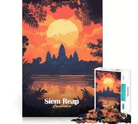 Puzzle per adulti "Tramonto ad Angkor Wat",1000 pezzi,gioco di logica e divertimento mentale,tecnologia di taglio laser avanzata,sfida divertente per ingannare il tempo (38x26cm)