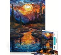 Puzzle per adulti "Tramonto in vetrata con montagne", 1000 pezzi, rompicapo, passatempo per la casa, assemblaggio di immagini, regalo memorabile 50x75cm