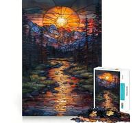 Puzzle per adulti "Tramonto in vetrata" da 1000 pezzi, rompicapo, passatempo per la casa, assemblaggio di immagini, regalo memorabile 38x52cm