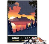Puzzle per adulti "Tramonto sul lago Crater", 1000 pezzi, antistress, per ammazzare il tempo durante le vacanze, con poster abbinato e foglio di quiz, 1000 pezzi (26x38cm)