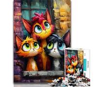 Puzzle per adulti "Tre gatti" da 1000 pezzi, aiuta il cervello a esercitare i giocattoli avvincenti per coltivare la pazienza, adatto alle coppie (75x50cm)