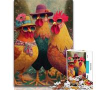 Puzzle per adulti "Tre polli" da 1000 pezzi, stimolante gioco di ruolo Ogni pezzo è unico Gioco stimolante e divertente per tutta la famiglia, 38x26cm