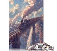 Puzzle per adulti "Treno a vapore sul ponte" da 1000 pezzi, puzzle per adulti e adolescenti, gioco per famiglie, 1000 pezzi (75x50 cm)