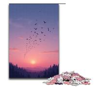 Puzzle per adulti Uccelli che volano nel cielo al tramonto Puzzle in legno da 1000 pezzi per bambini dai 12 anni in su Gioco impegnativo 1000 pezzi (75x50 cm)