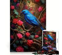 Puzzle per adulti "Uccello blu e rosa rossa" da 1000 pezzi, stimola la concentrazione, crea un'atmosfera rilassante, un regalo premuroso (38x52cm)
