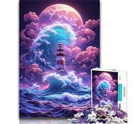 Puzzle per adulti Un faro tra le onde Puzzle per adulti 1000 pezzi, regalo di compleanno, regali, arte murale per bambini dai 14 anni in su 26x38cm