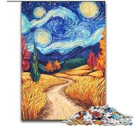 Puzzle per adulti Van Gogh Night Sky 1000, gioco stimolante e per famiglie con poster abbinato e foglio di quiz (26x38cm)