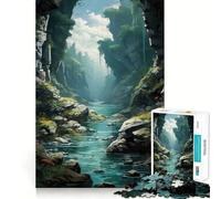 Puzzle per adulti "Verdant Gorge Serenity" da 1000 pezzi,gioco per allenare la mente,regalo,taglio di precisione,attività rilassante di gruppo al chiuso (38x52cm)