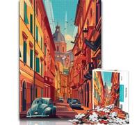 Puzzle per adulti "Via Bologna in Italia" da 1000 pezzi, impegnativo da completare ma divertente e umoristico, con poster abbinato e foglio di quiz, 50x75cm