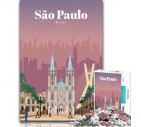 Puzzle per adulti "Viaggio a San Paolo" da 1000 pezzi per adolescenti, antistress, sfida difficile, arredamento e regali unici per la casa, 26x38cm