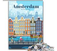 Puzzle per adulti Viaggio ad Amsterdam per 14+ Gioco di sfida unico Giochi per famiglie Regali di compleanno di Natale (38x52cm) 1000 pezzi