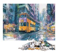 Puzzle per adulti, vibrante tram street art, puzzle in legno per adolescenti, regali, decorazioni per la casa, giocattoli puzzle, 300 pezzi (40x28 cm)