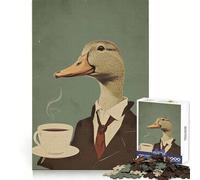 Puzzle per adulti Vintage Coffee Duck Cozy, 1000 pezzi, per migliorare la memoria, relax e piacere, taglio preciso, (38x52cm)