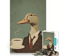 Puzzle per adulti Vintage Coffee Duck Cozy da 1000 pezzi,gioco di logica,taglio di precisione,bordi lisci,regalo perfetto per riunioni di famiglia (50x75cm)