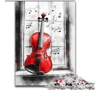 Puzzle per adulti Violino rosso, giocattoli educativi ideali come regalo per tutta la famiglia dai 14 anni in su (dimensioni 50x75cm)