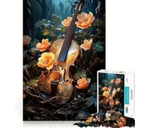 Puzzle per adulti Violino tra i fiori da 1000 pezzi,gioco di memoria divertente,componenti robusti e ben definiti, alleviare lo stress (50x75cm)