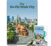 Puzzle per adulti Visita Ho Chi Minh City Puzzle da 1000 pezzi per adulti, regali, con poster abbinato e foglio di quiz per età 14 75x50cm