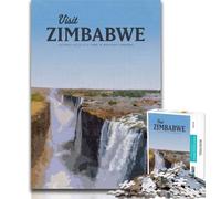 Puzzle per adulti Visita lo Zimbabwe Puzzle per adolescenti, gioco per famiglie antistress sfida difficile regali di Babbo Natale segreto 26x38cm