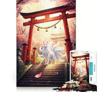 Puzzle per adulti "Volpe a nove code al cancello Torii" da 1000 pezzi, ideale per ricordare, migliorare, per un momento di pace, con tagli precisi, per la lista dei desideri di Babbo Natale (38x52cm)