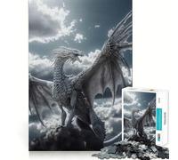Puzzle per adulti "White Heaven Dragon" da 1000 pezzi,gioco di logica e divertimento mentale con tecnologia di taglio laser avanzata,sfida divertente per ingannare il tempo (50x75cm)