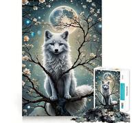 Puzzle per adulti "Wolf Cherry Blossom Japan" da 1000 pezzi,gioco di potenziamento cognitivo,design a incastro preciso,regalo di compleanno,rompicapo (50x75cm)