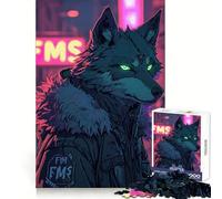Puzzle per adulti Wolf Cyberpunk Neon, 1000 pezzi, stimola l'intelletto e l'abilità, ideale per un divertimento rilassante (50x75cm) Regalo perfetto