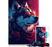 Puzzle per adulti Wolf Cyberpunk Neon da 1000 pezzi,gioco cognitivo a incastro preciso,senza spazi vuoti,attività rilassante per la pausa mentale (38x26cm)