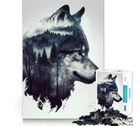 Puzzle per adulti Wolf Double Exposure,1000 pezzi,gioco di potenziamento cognitivo,design a incastro preciso,regalo di compleanno,rompicapo (50x75cm)