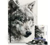 Puzzle per adulti Wolf Double Exposure da 1000 pezzi, stimolante per il pensiero strategico e la concentrazione, ideale per un'esperienza di evasione precisa (50x75cm) Un regalo perfetto
