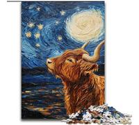 Puzzle per adulti "Yak Night Sky" di Van Gogh, 1000 pezzi, adatto a partire dai 14 anni, decorazione da parete, regalo di compleanno per Natale (50x75cm)