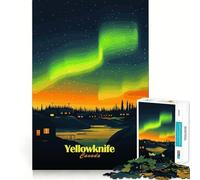 Puzzle per adulti Yellowknife Aurora Boreale,1000 pezzi,gioco stimolante per la mente,taglio laser di alta qualità,rilassante,per attività di gruppo al chiuso (50x75cm)
