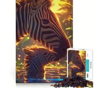 Puzzle per adulti "Zebra e vitello in un paesaggio acquatico" da 1000 pezzi,gioco di memoria,taglio di alta precisione,attività creativa per momenti di tranquillità ed esercizio mentale a casa