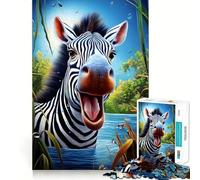 Puzzle per adulti Zebra Happy Safari Day,1000 pezzi,gioco stimolante per la mente,taglio laser di alta qualità,rilassante attività di gruppo al chiuso (38x26cm)