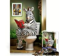 Puzzle per adulti "Zebra sul WC", 1000 pezzi, per stimolare la mente, per un momento di relax, bordi uniformi, il regalo perfetto (38x52cm)